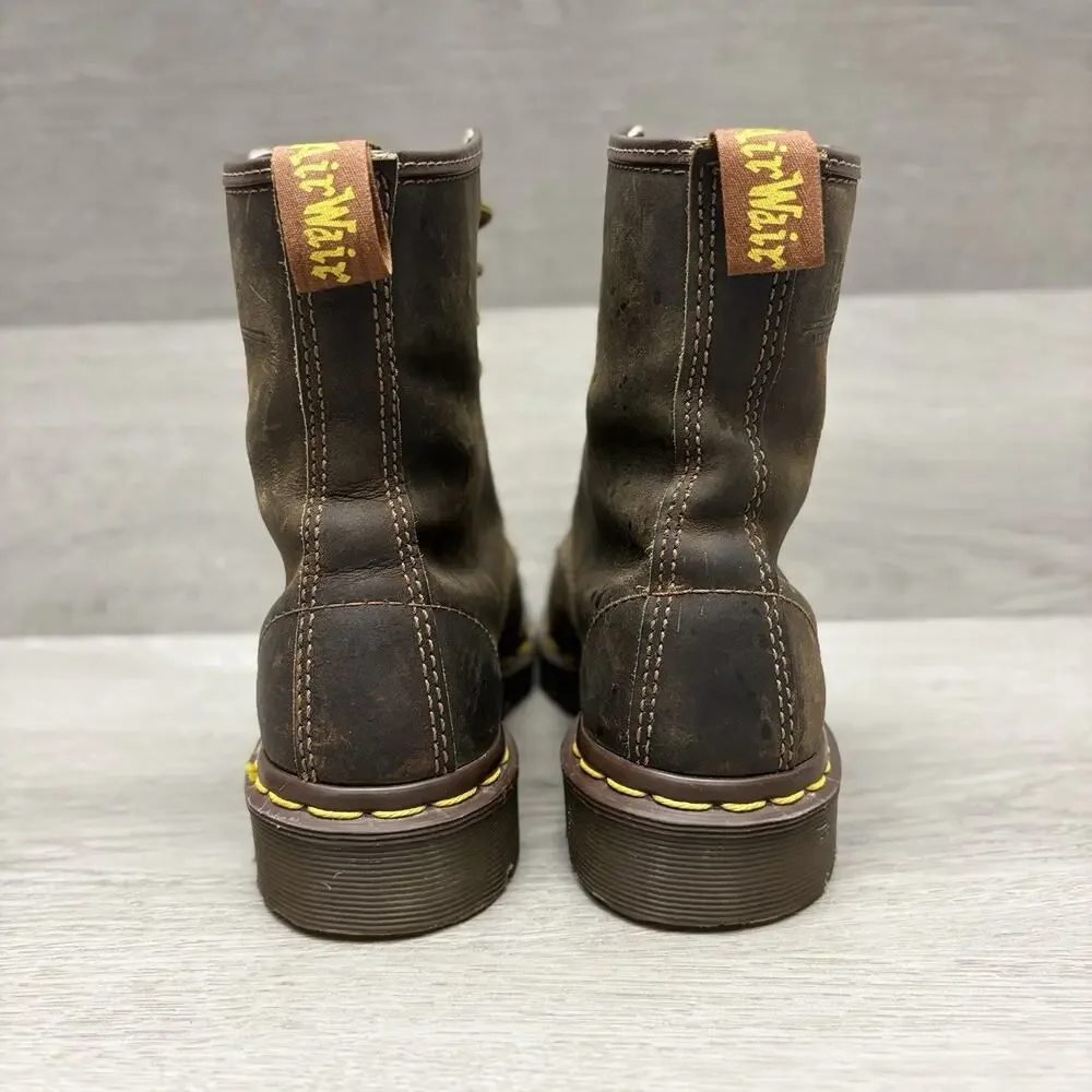 Dr Martens Boots Wildhorse Brown Leather Lace Up Lug Sole Boots Youth Size 3